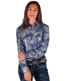 Cowgirl Tuff Royal Blue Glitz and Grit Pullover Button Up - Apparel - Cowgirl Tuff Company - Bronco Western Supply Co.