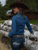 Cowgirl Tuff Saddle Stitch Pullover Button Up In Denim - Apparel - Cowgirl Tuff Company - Bronco Western Supply Co.