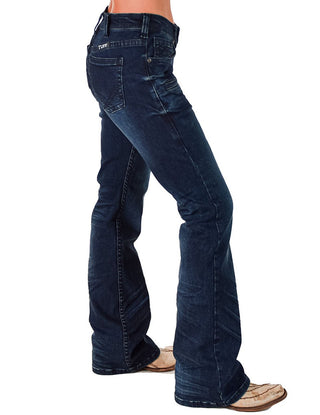 Cowgirl Tuff - Sapphire Delux Bootcut Jeans – Deep Blue Natural Waist Denim – Apparel from Bronco Western Supply Co.