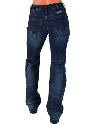 Cowgirl Tuff - Sapphire Delux Bootcut Jeans – Deep Blue Natural Waist Denim – Apparel from Bronco Western Supply Co.