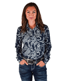 Cowgirl Tuff Sapphire Prairie Winds Paisley Pullover Button Up - Apparel - Cowgirl Tuff Company - Bronco Western Supply Co.