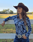 Cowgirl Tuff Sapphire Prairie Winds Paisley Pullover Button Up - Apparel - Cowgirl Tuff Company - Bronco Western Supply Co.