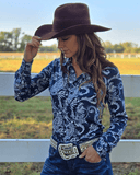 Cowgirl Tuff Sapphire Prairie Winds Paisley Pullover Button Up - Apparel - Cowgirl Tuff Company - Bronco Western Supply Co.
