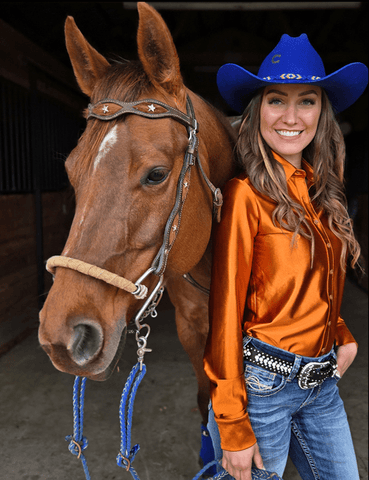 Cowgirl Tuff Satin Hustle Pullover Button Up in Copper - Apparel - Cowgirl Tuff Company - Bronco Western Supply Co.
