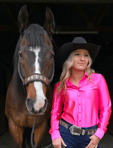 Cowgirl Tuff Satin Hustle Pullover Button Up in Hot Pink - Apparel - Cowgirl Tuff Company - Bronco Western Supply Co.