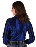 Cowgirl Tuff Satin Hustle Pullover Button Up in Indigo Blue - Apparel - Cowgirl Tuff Company - Bronco Western Supply Co.