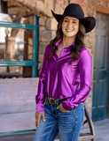 Cowgirl Tuff Satin Hustle Pullover Button Up in Lavender Luv - Apparel - Cowgirl Tuff Company - Bronco Western Supply Co.
