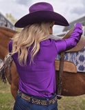 Cowgirl Tuff Satin Hustle Pullover Button Up in Purple - Apparel - Cowgirl Tuff Company - Bronco Western Supply Co.