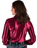 Cowgirl Tuff Satin Hustle Pullover Button Up in Sangria Red - Apparel - Cowgirl Tuff Company - Bronco Western Supply Co.