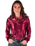 Cowgirl Tuff Satin Hustle Pullover Button Up in Sangria Red - Apparel - Cowgirl Tuff Company - Bronco Western Supply Co.