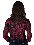Cowgirl Tuff Scarlet Saddle Top – Black Button Up with Red Paisley Print - Apparel - Cowgirl Tuff Company - Bronco Western Supply Co.