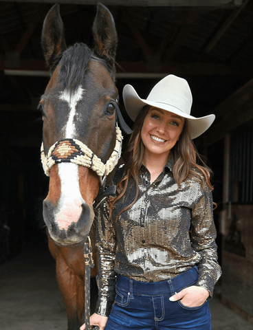 Cowgirl Tuff Spurfire Pullover Button Up with Copper Metallic Foil - Apparel - Cowgirl Tuff Company - Bronco Western Supply Co.