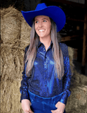 Cowgirl Tuff Spurfire Pullover Button Up with Dark Blue Metallic Foil - Apparel - Cowgirl Tuff Company - Bronco Western Supply Co.