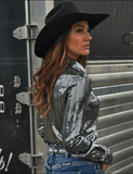 Cowgirl Tuff Spurfire Pullover Button Up with Silver Metallic Foil - Apparel - Cowgirl Tuff Company - Bronco Western Supply Co.