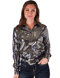 Cowgirl Tuff Spurfire Pullover Button Up with Silver Metallic Foil - Apparel - Cowgirl Tuff Company - Bronco Western Supply Co.