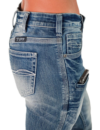 Cowgirl Tuff - Tuff Competitor Mid - Rise Bootcut Jeans – Medium Wash with Triple Stitch Detail – Apparel from Bronco Western Supply Co.