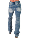 Cowgirl Tuff - Tuff Competitor Mid - Rise Bootcut Jeans – Medium Wash with Triple Stitch Detail - Apparel - Cowgirl Tuff Company - Bronco Western Supply Co.