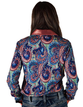 Cowgirl Tuff Twilight Tessa Pullover Button Up Paisley With Rust Foil Metallic Accents – Apparel from Bronco Western Supply Co.