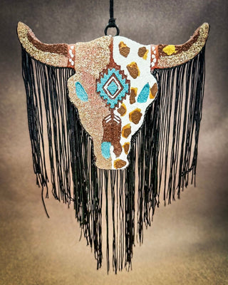 Brown, turquoise and gold car freshie hanging
