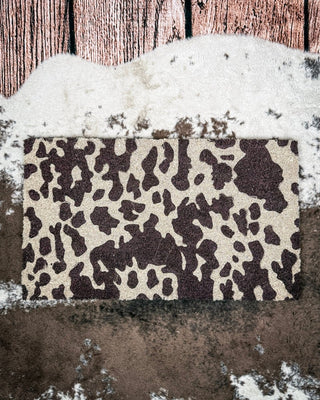 Cowhide Print Coir Doormat – 18"x30" Natural Coconut Husk with Non - Slip Backing – Home Decor from Bronco Western Supply Co.