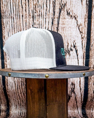 Crazy Ass Cattle Trucker Cap - Black and Turquoise – Accessories from Bronco Western Supply Co.
