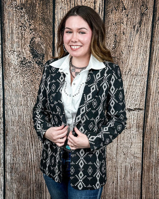 Cypress Ridge Southwestern Blazer in Black by Lucky and Blessed – Apparel from Bronco Western Supply Co.
