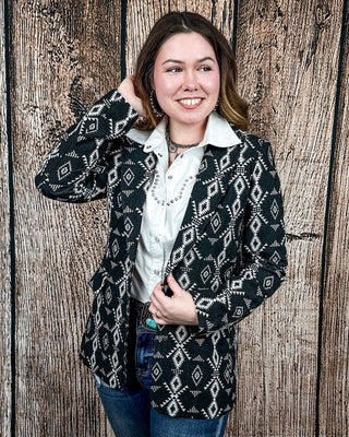 Cypress Ridge Southwestern Blazer in Black by Lucky and Blessed – Apparel from Bronco Western Supply Co.