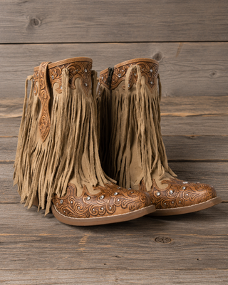 Nashville Nights Fringe Leather Boots in Ember by Myra Bag