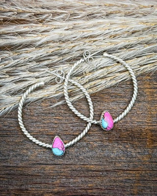Dahlia Cotton Candy Sterling Silver Hoop Earrings – Jewelry from Bronco Western Supply Co.