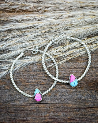Dahlia Cotton Candy Sterling Silver Hoop Earrings – Jewelry from Bronco Western Supply Co.