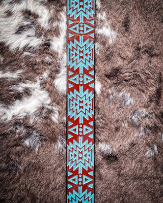 Dakota - Brown and Turquoise Aztec Hooey Belt – Apparel from Bronco Western Supply Co.