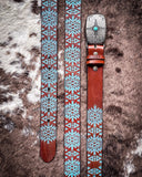 Dakota - Brown and Turquoise Aztec Hooey Belt - Apparel - Hooey - Bronco Western Supply Co.