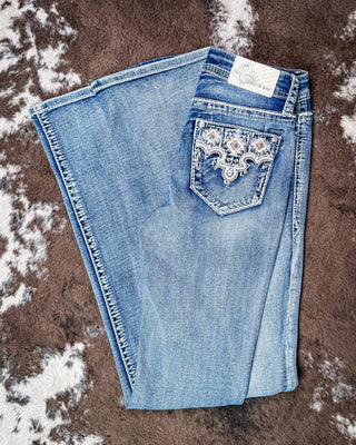 Dakota Jewel Bootcut Jeans in Medium Wash by Grace in LA – Apparel from Bronco Western Supply Co.