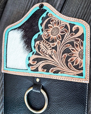 Bexley Turquoise Cowhide Wild Rag Scarf Hanger