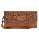 Delaney Tooled Wristlet Wallet in Brown by Wrangler - Purses & Wallets - Montana West - Bronco Western Supply Co.