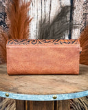 Delaney Tooled Wristlet Wallet in Brown by Wrangler - Purses & Wallets - Montana West - Bronco Western Supply Co.