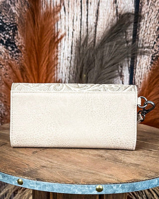 Delaney Tooled Wristlet Wallet in Tan by Wrangler – Purses & Wallets from Bronco Western Supply Co.