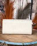 Delaney Tooled Wristlet Wallet in Tan by Wrangler - Purses & Wallets - Montana West - Bronco Western Supply Co.