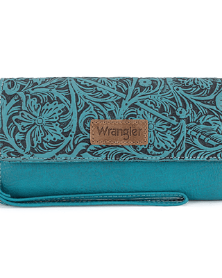 Delaney Tooled Wristlet Wallet in Turquoise by Wrangler – Purses & Wallets from Bronco Western Supply Co.