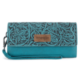 Delaney Tooled Wristlet Wallet in Turquoise by Wrangler - Purses & Wallets - Montana West - Bronco Western Supply Co.