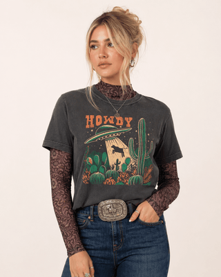 Desert Beam Howdy Graphic Tee in Pepper – Apparel from Bronco Western Supply Co.