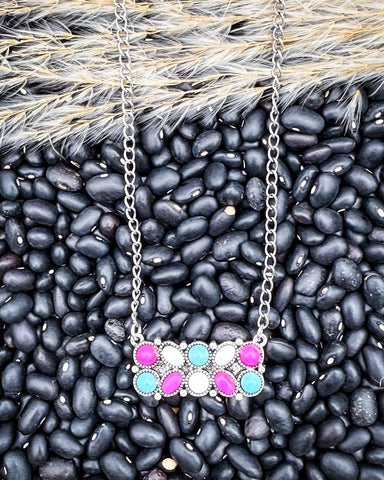 Desert Bloom Bar Fashion Necklace - Jewelry - Blue Tortoise - Bronco Western Supply Co.