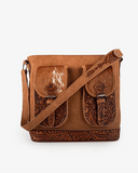 Desert Bloom Tooled Hairon Shoulder Bag in Brown by Trinity Ranch - Purses & Wallets - Montana West - Bronco Western Supply Co.