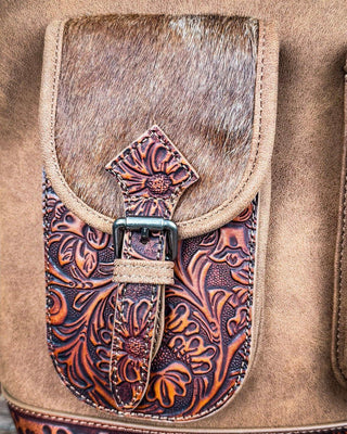 Desert Bloom Tooled Hairon Shoulder Bag in Brown by Trinity Ranch – Purses & Wallets from Bronco Western Supply Co.