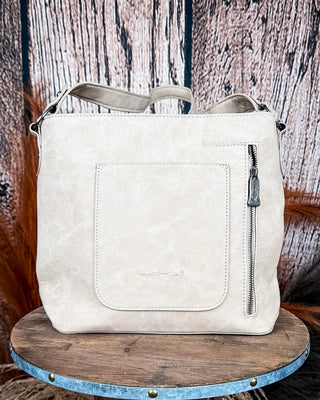 Desert Bloom Tooled Hairon Shoulder Bag in Tan by Trinity Ranch – Purses & Wallets from Bronco Western Supply Co.