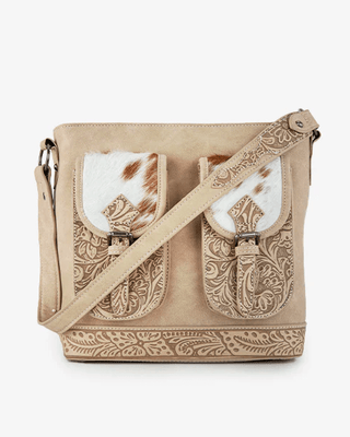 Desert Bloom Tooled Hairon Shoulder Bag in Tan by Trinity Ranch – Purses & Wallets from Bronco Western Supply Co.