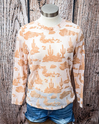Desert Burnout Mesh Top - Ivory/Beige – Apparel from Bronco Western Supply Co.