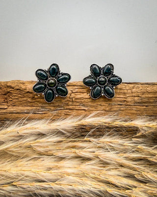 Desert Daisy Stud Earrings in Black – Jewelry from Bronco Western Supply Co.