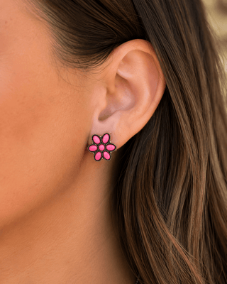 Desert Daisy Stud Earrings in Pink – Jewelry from Bronco Western Supply Co.