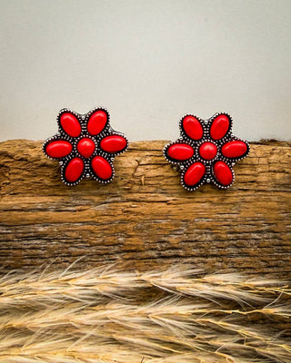 Desert Daisy Stud Earrings in Red – Jewelry from Bronco Western Supply Co.